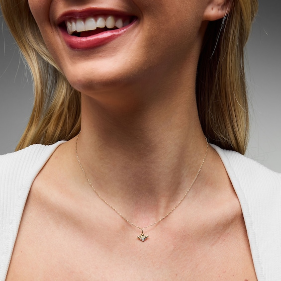 Lab-Grown Diamond-Accent Bee Pendant in 10K Gold
