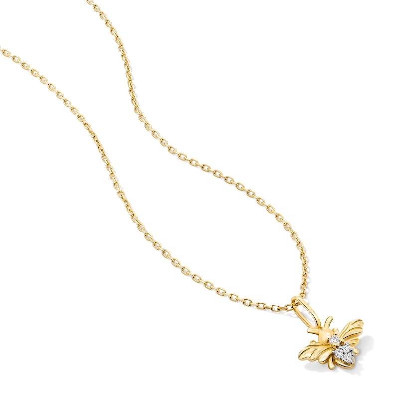 Main Image 4 of Lab-Grown Diamond-Accent Bee Pendant in 10K Gold