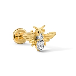 Lab-Grown Diamond-Accent Bee Single Cartilage Stud Earring in 14K Gold (F/VS2)