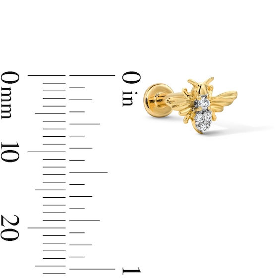 Lab-Grown Diamond-Accent Bee Single Cartilage Stud Earring in 14K Gold (F/Vs2)