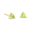 Thumbnail Image 1 of Trillion-Cut Peridot Solitaire Stud Earrings in 10K Gold