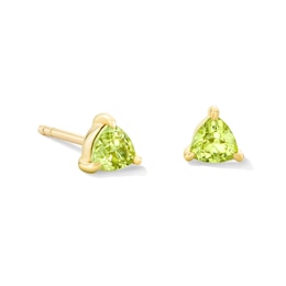 Trillion-Cut Peridot Solitaire Stud Earrings in 10K Gold