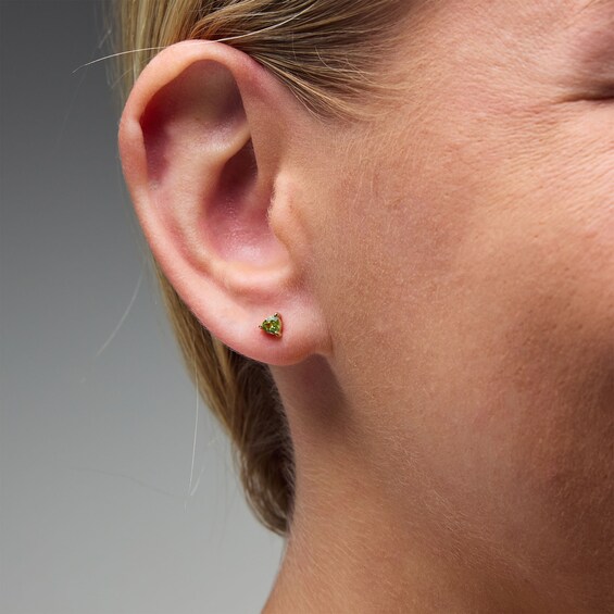 Trillion-Cut Peridot Solitaire Stud Earrings in 10K Gold