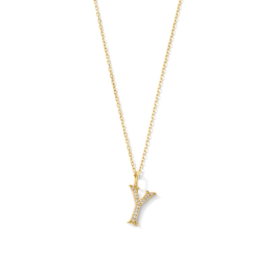 Lab-Grown Diamond-Accent Letter “Y” Initial Pendant in 10K Gold (F/Vs2)