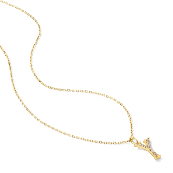 Lab-Grown Diamond-Accent Letter “Y” Initial Pendant in 10K Gold (F/Vs2)
