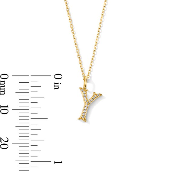 Lab-Grown Diamond-Accent Letter “Y” Initial Pendant in 10K Gold (F/Vs2)