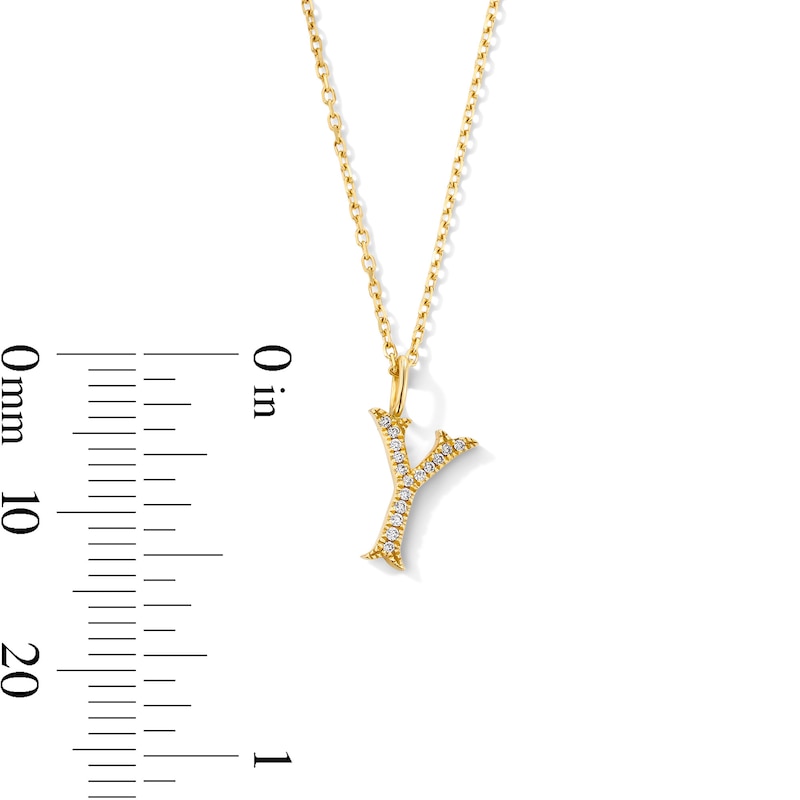 Main Image 5 of Lab-Grown Diamond-Accent Letter “Y” Initial Pendant in 10K Gold (F/VS2)