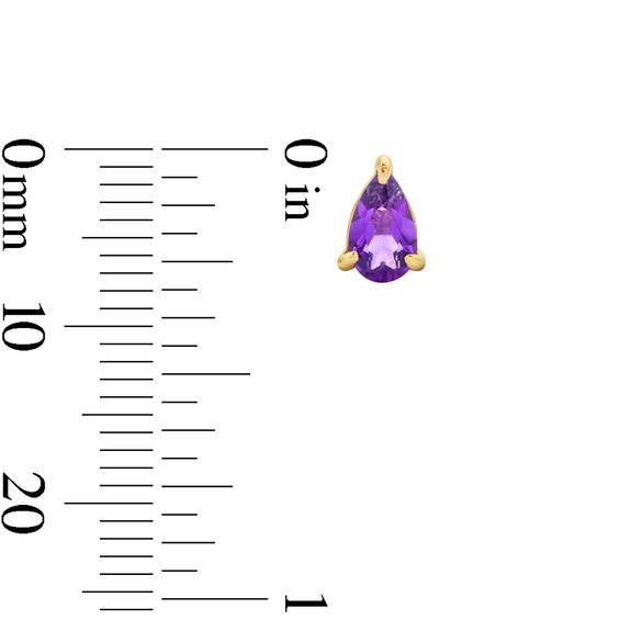 Pear-Shaped Amethyst Solitaire Stud Earrings in 10K Gold