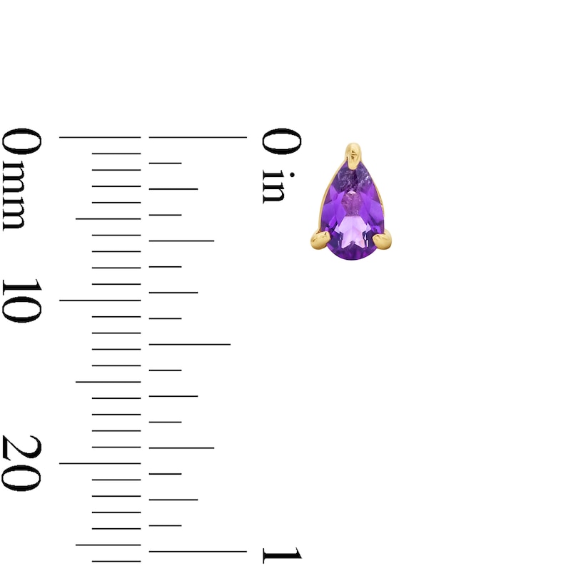 Main Image 3 of Pear-Shaped Amethyst Solitaire Stud Earrings in 10K Gold