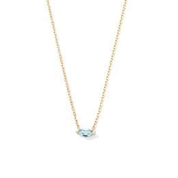 Marquise-Cut Aquamarine Solitaire Necklace in 10K Gold