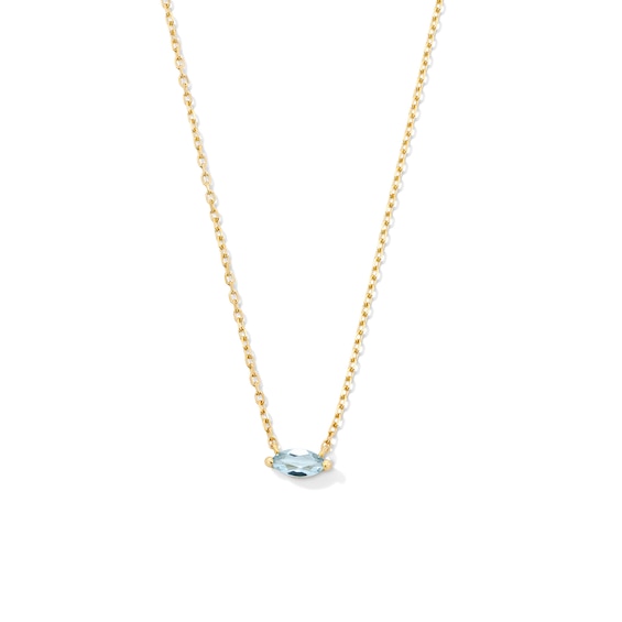 Marquise-Cut Aquamarine Solitaire Necklace in 10K Gold
