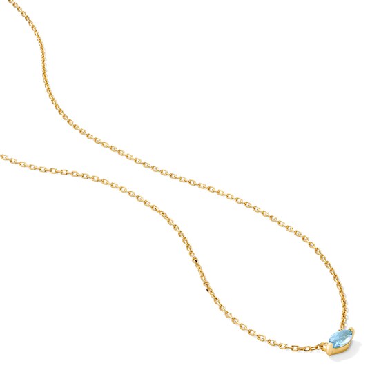 Marquise-Cut Aquamarine Solitaire Necklace in 10K Gold