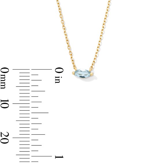 Marquise-Cut Aquamarine Solitaire Necklace in 10K Gold