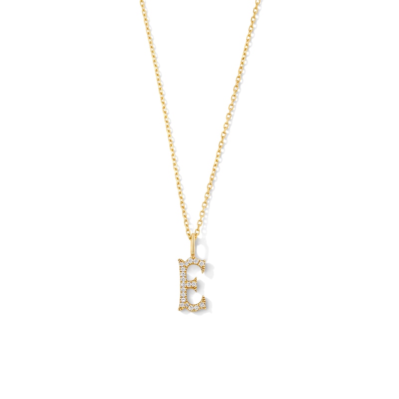 Main Image 1 of 1/20 CT. T.W. Lab-Grown Diamond Letter “E” Initial Pendant in 10K Gold (F/VS2)