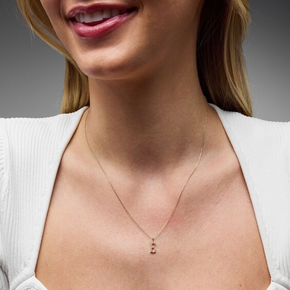 1/20 CT. T.w. Lab-Grown Diamond Letter “E” Initial Pendant in 10K Gold (F/Vs2)