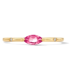 Marquise-Cut Pink Tourmaline and Lab-Grown Diamond Stackable Ring in 10K Gold (F/VS2)
