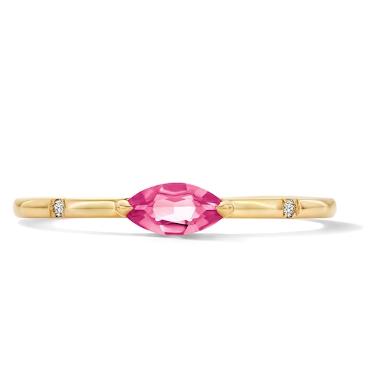 Marquise-Cut Pink Tourmaline and Lab-Grown Diamond Stackable Ring in 10K Gold (F/Vs2)