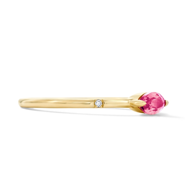 Main Image 4 of Marquise-Cut Pink Tourmaline and Lab-Grown Diamond Stackable Ring in 10K Gold (F/VS2)
