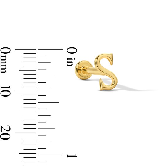 "S" Initial Single Cartilage Stud Earring in 14K Gold