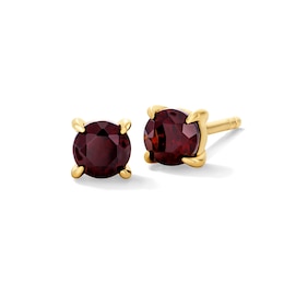 Garnet Solitaire Stud Earrings in 10K Gold