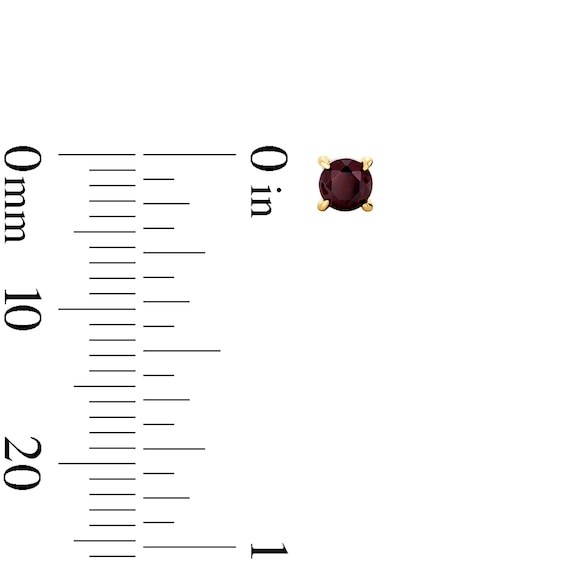 Garnet Solitaire Stud Earrings in 10K Gold