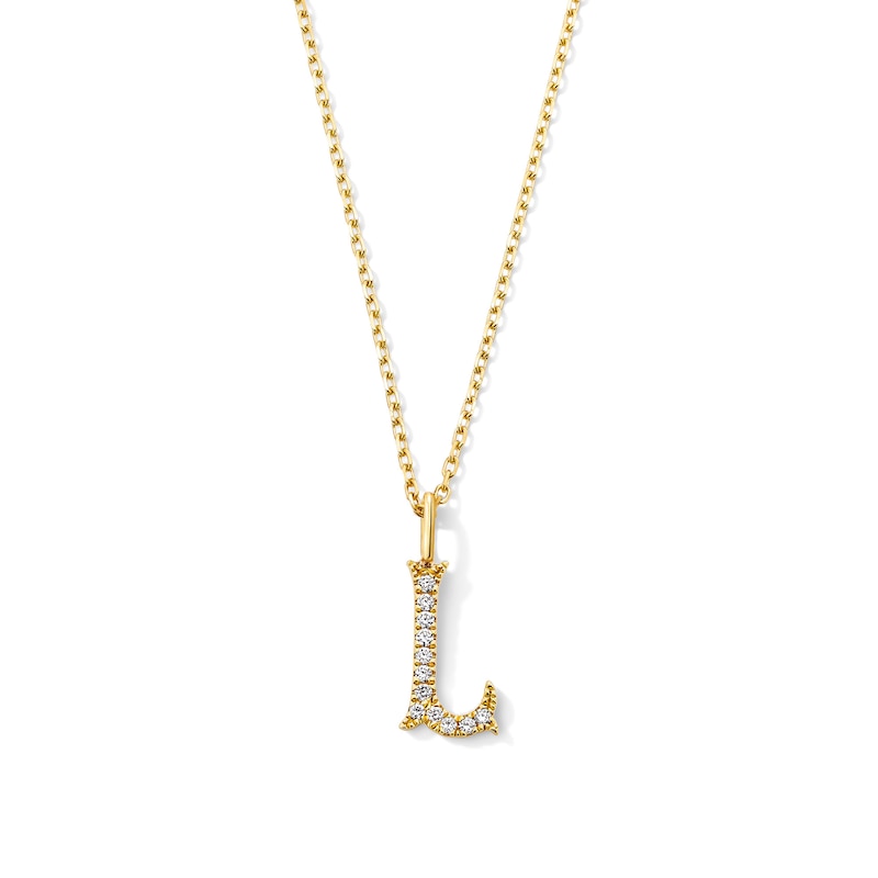 Main Image 1 of 1/20 CT. T.W. Lab-Grown Diamond Letter “L” Initial Pendant in 10K Gold (F/VS2)