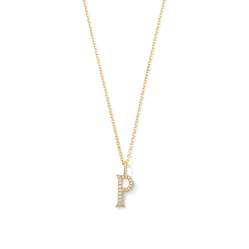 Main Image 1 of 1/20 CT. T.W. Lab-Grown Diamond Letter “P” Initial Pendant in 10K Gold (F/VS2)