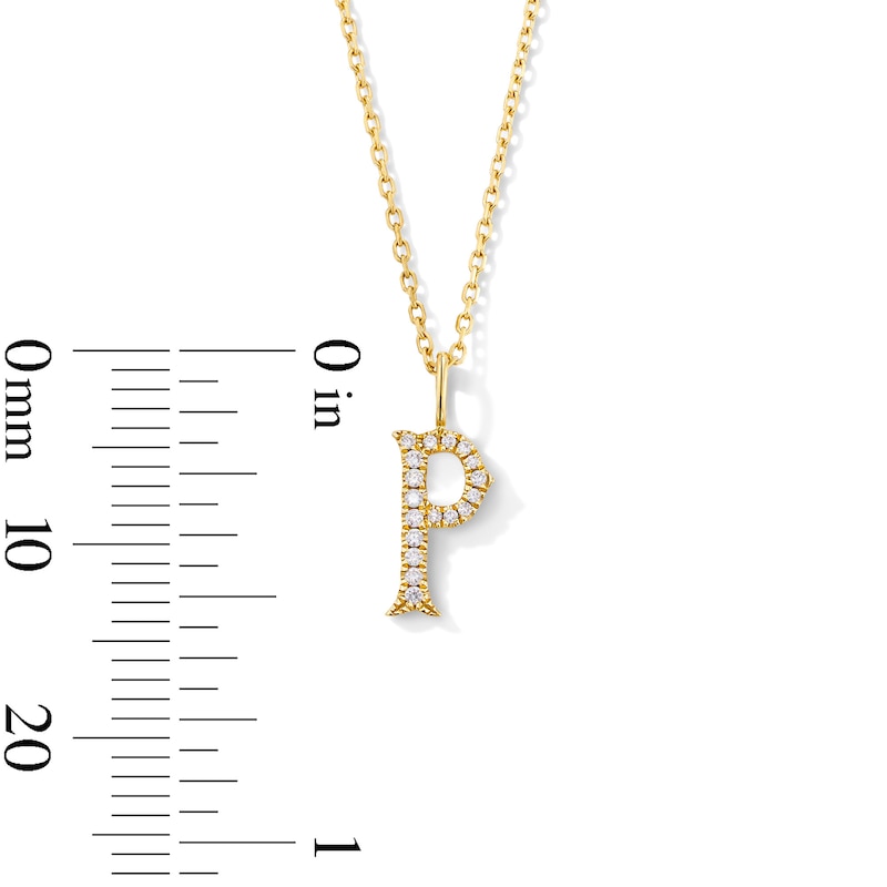 Main Image 5 of 1/20 CT. T.W. Lab-Grown Diamond Letter “P” Initial Pendant in 10K Gold (F/VS2)