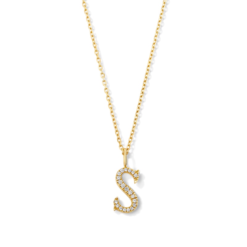 Main Image 1 of 1/20 CT. T.W. Lab-Grown Diamond Letter “S” Initial Pendant in 10K Gold (F/VS2)
