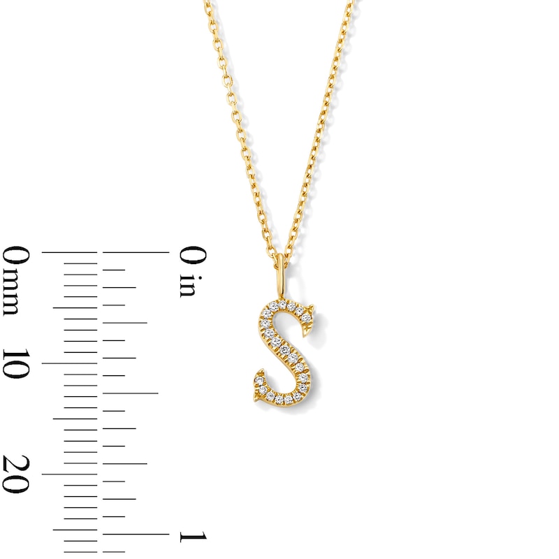 Main Image 6 of 1/20 CT. T.W. Lab-Grown Diamond Letter “S” Initial Pendant in 10K Gold (F/VS2)