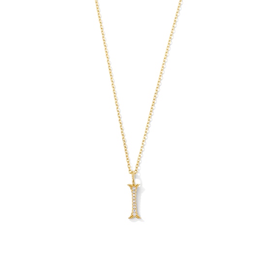 Lab-Grown Diamond-Accent Letter “I” Initial Pendant in 10K Gold (F/Vs2)