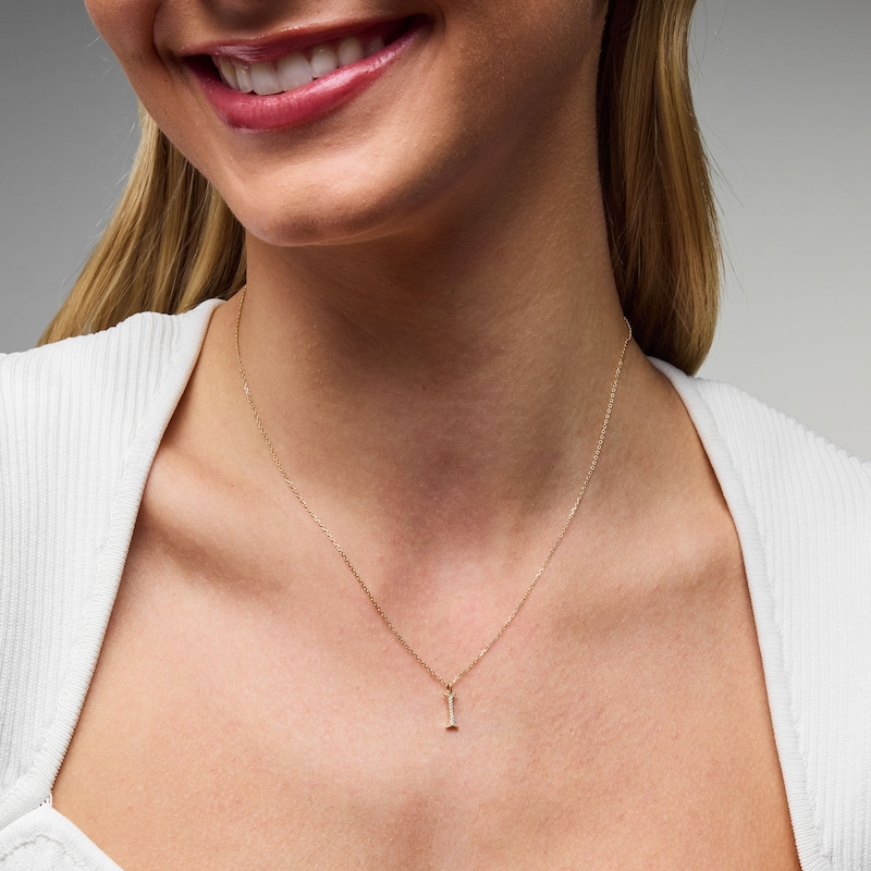 Main Image 2 of Lab-Grown Diamond-Accent Letter “I” Initial Pendant in 10K Gold (F/VS2)