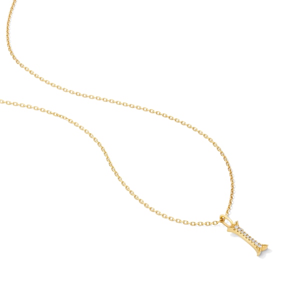 Lab-Grown Diamond-Accent Letter “I” Initial Pendant in 10K Gold (F/Vs2)