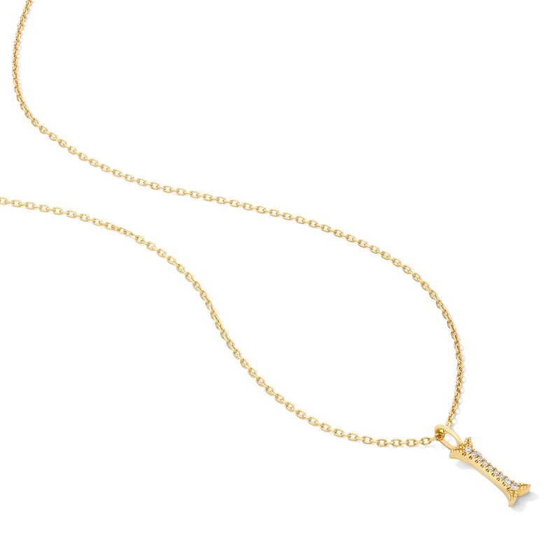 Main Image 3 of Lab-Grown Diamond-Accent Letter “I” Initial Pendant in 10K Gold (F/VS2)