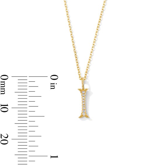 Lab-Grown Diamond-Accent Letter “I” Initial Pendant in 10K Gold (F/Vs2)