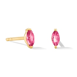 Marquise-Cut Pink Tourmaline Solitaire Stud Earrings in 10K Gold