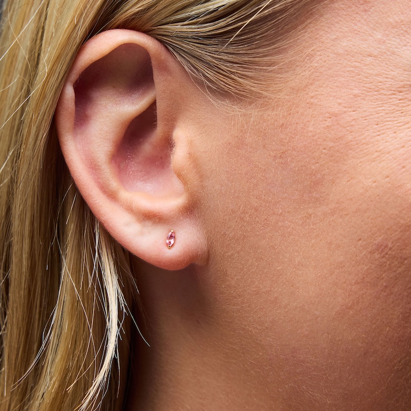 Main Image 2 of Marquise-Cut Pink Tourmaline Solitaire Stud Earrings in 10K Gold