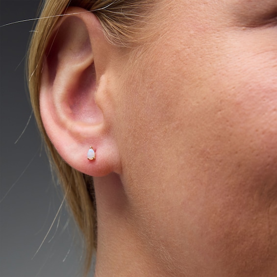 Pear-Shaped Opal Solitaire Stud Earrings in 10K Gold