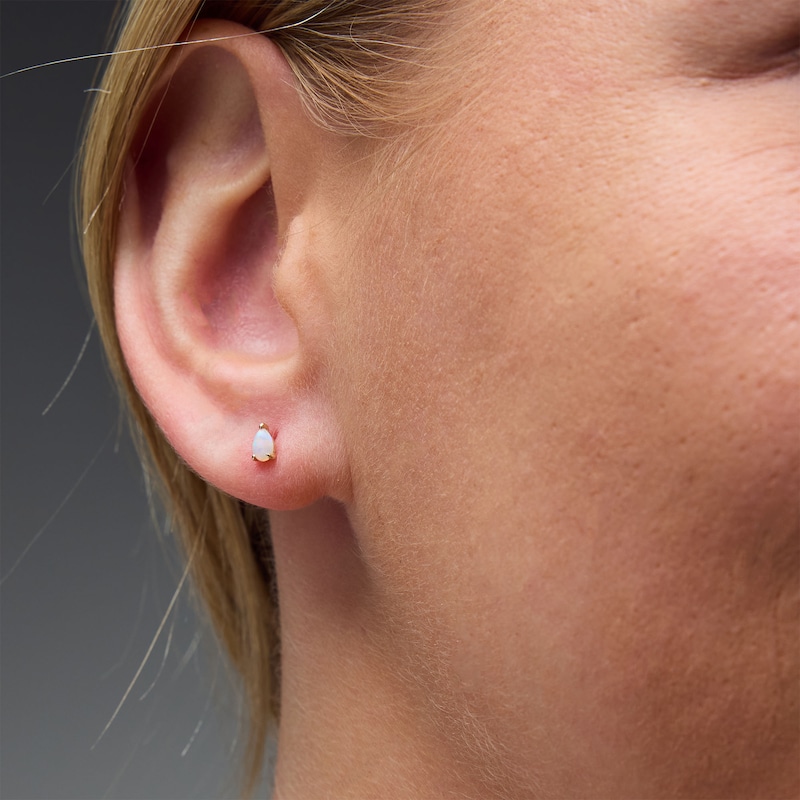 Main Image 2 of Pear-Shaped Opal Solitaire Stud Earrings in 10K Gold