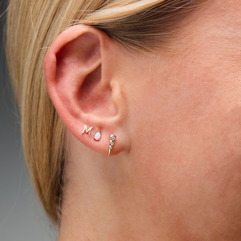 Main Image 3 of Pear-Shaped Opal Solitaire Stud Earrings in 10K Gold