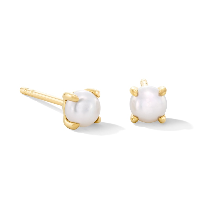 Main Image 1 of 3.5mm Freshwater Cultured Pearl Solitaire Stud Earrings in 10K Gold