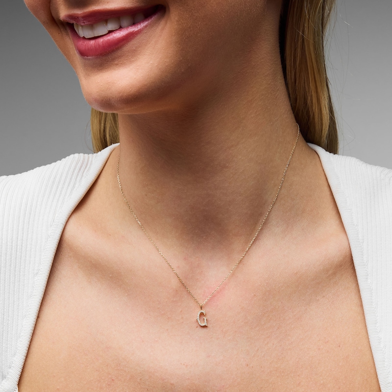 Main Image 2 of 1/20 CT. T.W. Lab-Grown Diamond Letter “G” Initial Pendant in 10K Gold (F/VS2)