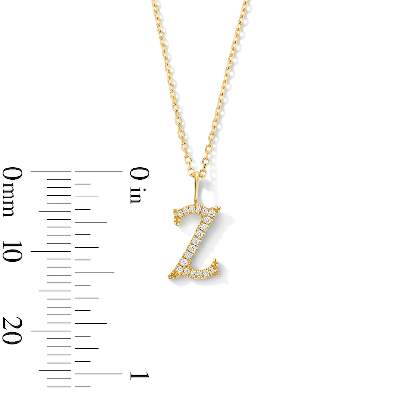Main Image 5 of 1/20 CT. T.W. Lab-Grown Diamond Letter “Z” Initial Pendant in 10K Gold (F/VS2)