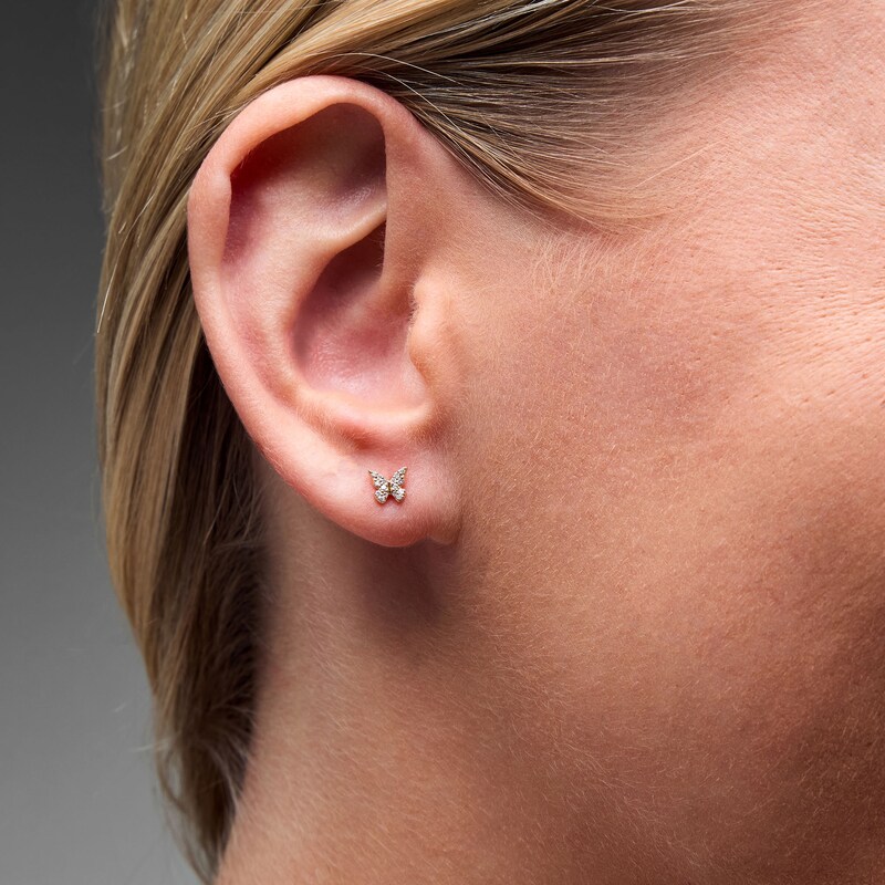 Main Image 2 of Lab-Grown Diamond-Accent Butterfly Single Cartilage Stud Earring in 14K Gold (F/VS2)