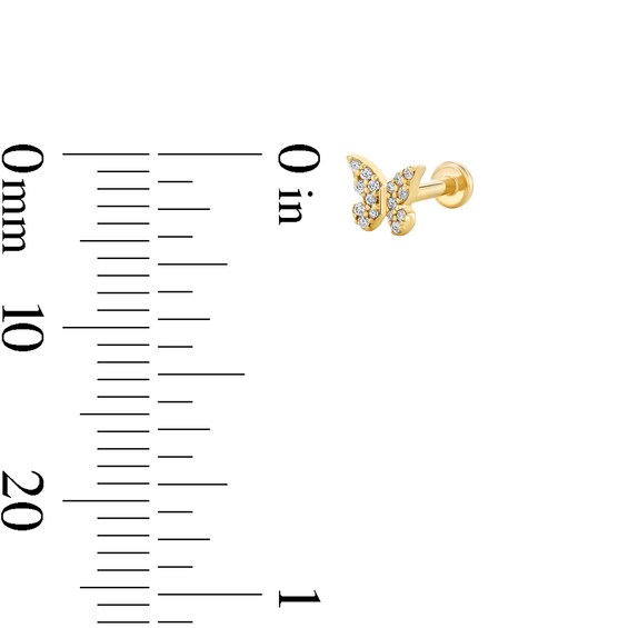 Lab-Grown Diamond-Accent Butterfly Single Cartilage Stud Earring in 14K Gold (F/Vs2)