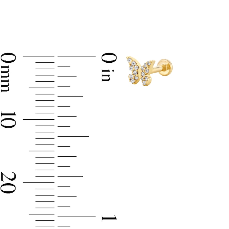 Main Image 3 of Lab-Grown Diamond-Accent Butterfly Single Cartilage Stud Earring in 14K Gold (F/VS2)