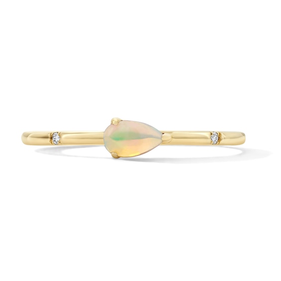 Pear-Shaped Opal and Lab-Grown Diamond-Accent Ring 10K Gold (F/Vs2)