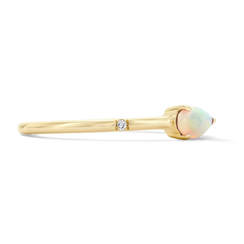 Main Image 5 of Pear-Shaped Opal and Lab-Grown Diamond-Accent Ring in 10K Gold (F/VS2)