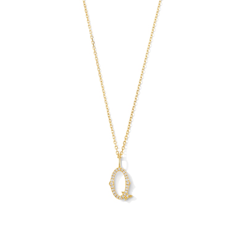 Main Image 1 of 1/20 CT. T.W. Lab-Grown Diamond Letter “Q” Initial Pendant in 10K Gold (F/VS2)