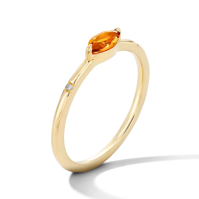 Main Image 4 of Marquise-Cut Citrine and Lab-Grown Diamond-Accent Ring in 10K Gold (F/VS2)